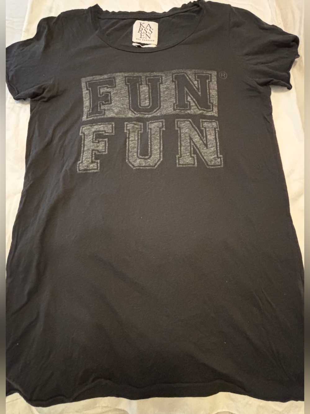 Zoe Karssen T-Shirt Washed Black Short Sleeve Cotton Fun Fun Size Small